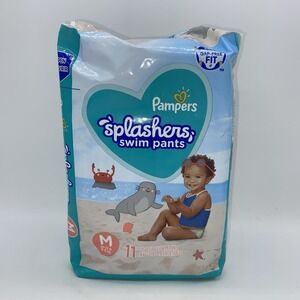 Pampers Splashers Disposable‎ Swim Pants Size M 20-33lb. (11 pack) NEW